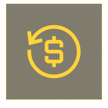 A dollar symbol surrounded by a circular arrow